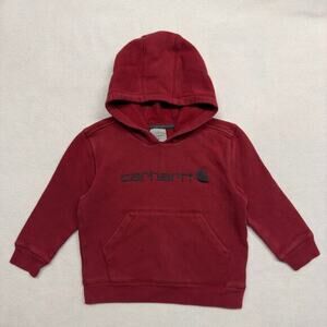 Carhartt Kids‎ Unisex Size 4 Pullover Hoodie Sweatshirt Outdoors Burgundy EUC